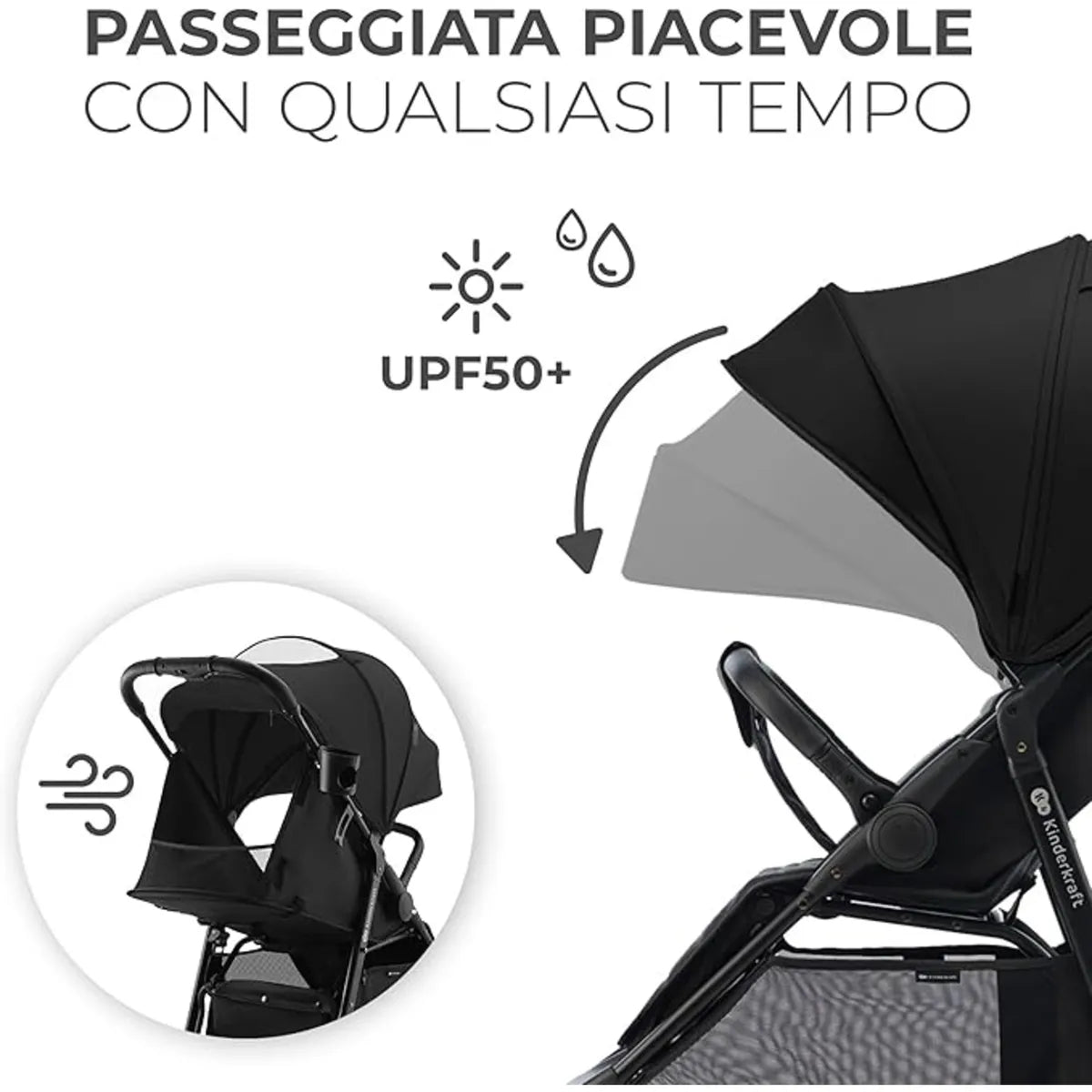 Passeggino leggero rine black – kinderkraft