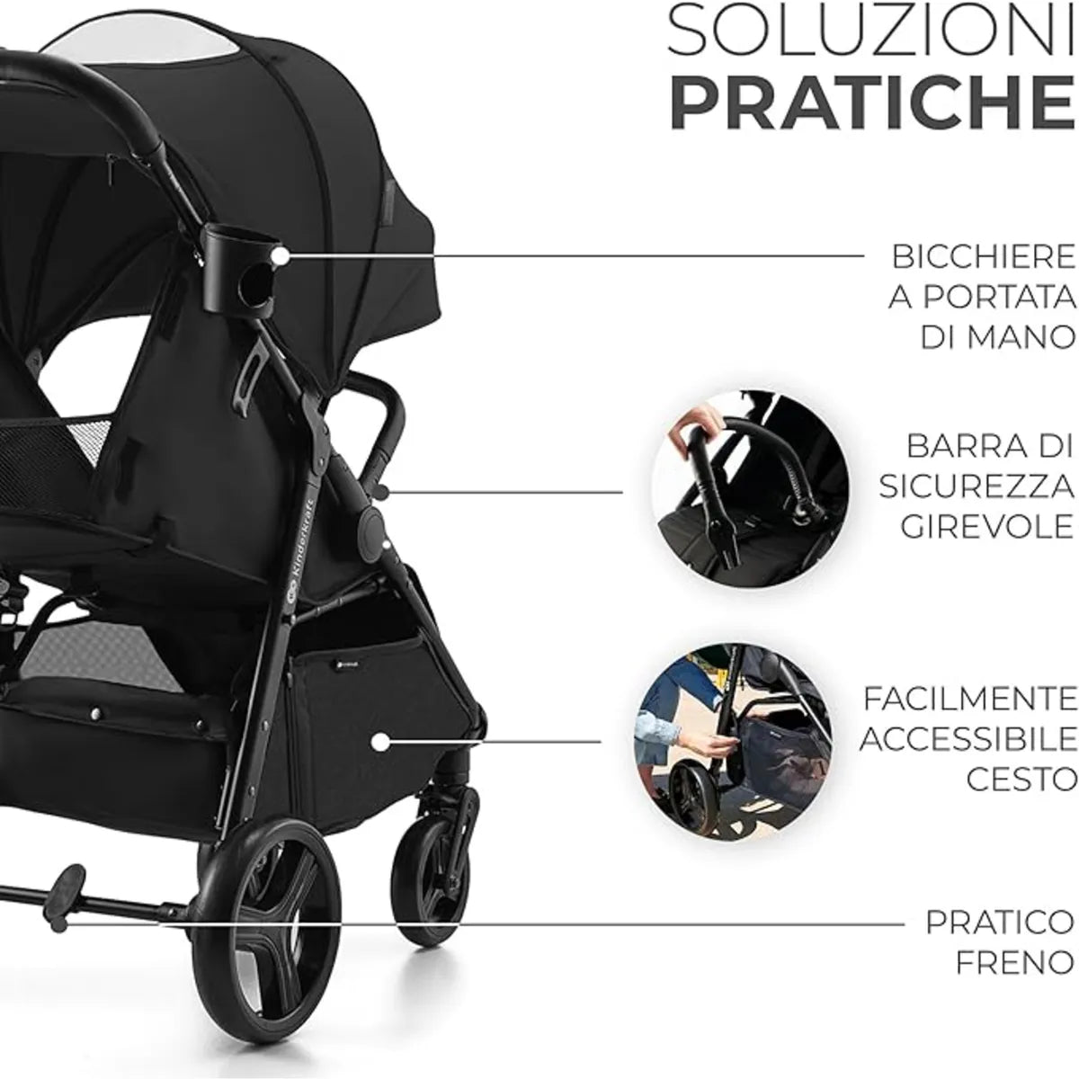 Passeggino leggero rine black – kinderkraft