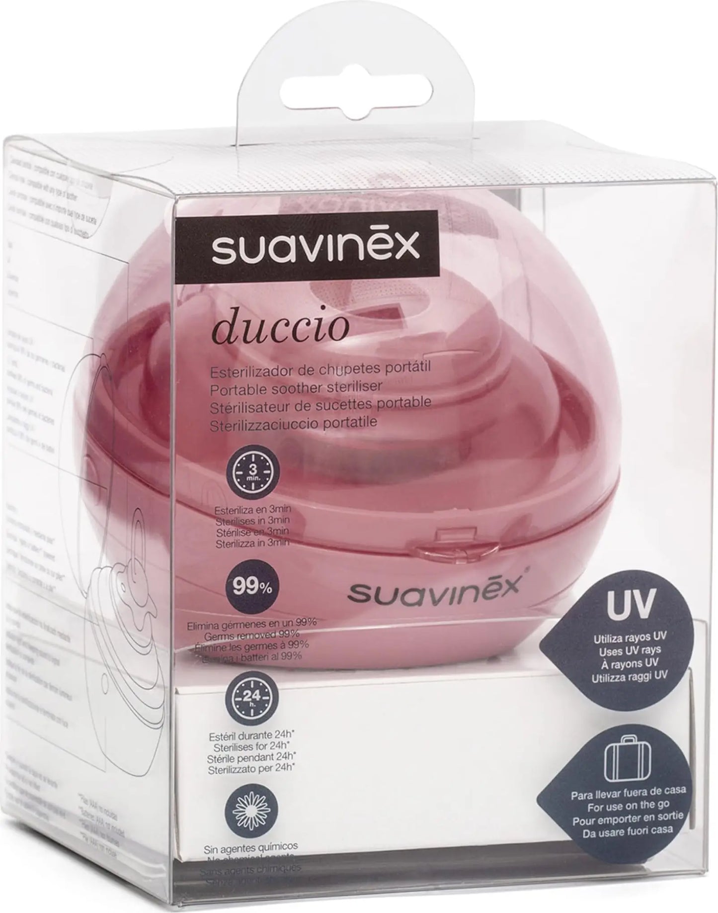 Stérilisateur de sucette Duccio le stérilisateur rose - Suavinex