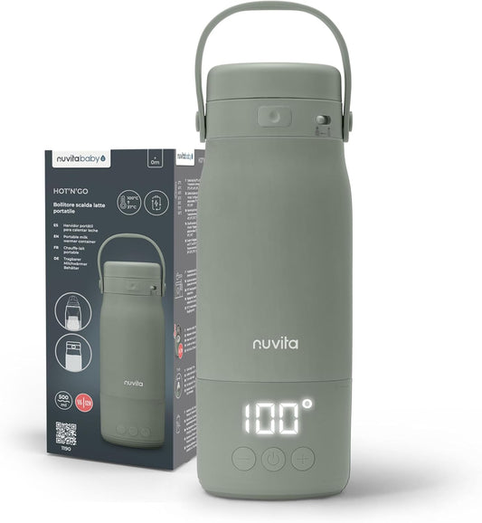Nuvita Hot'n'go - bollitore scaldabiberon portatile termico a batteria ricaricabile con controllo temperatura 500 ml