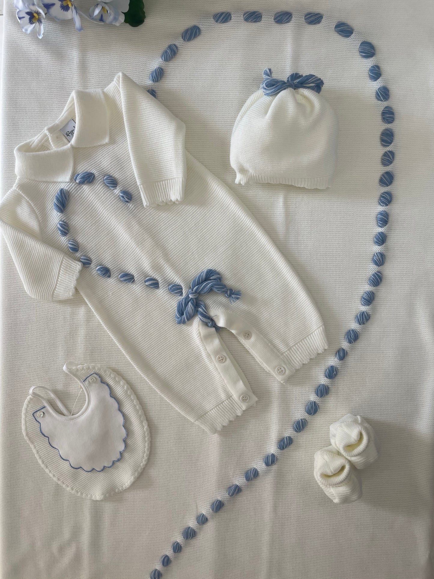 Corredino invernale Tema Cuore panna-azzurro- Pappa e Latte