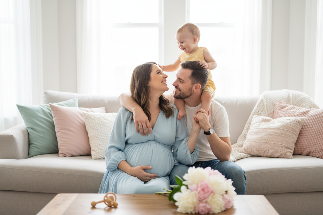 Famiglia con donna in gravidanza