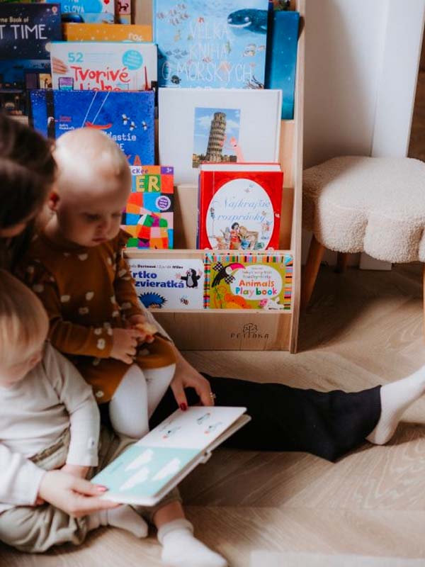 wooden bookshelf for kids