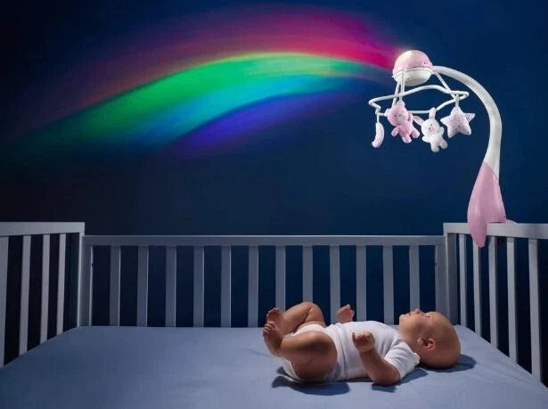 CHICCO- First Dreams Rainbow Cot Mobile- giostrina proiettore arcobaleno musicale rosa