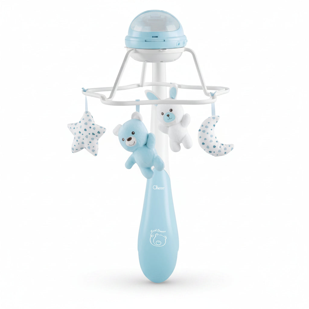 CHICCO- First Dreams Rainbow Cot Mobile- giostrina proiettore arcobaleno musicale azzurra